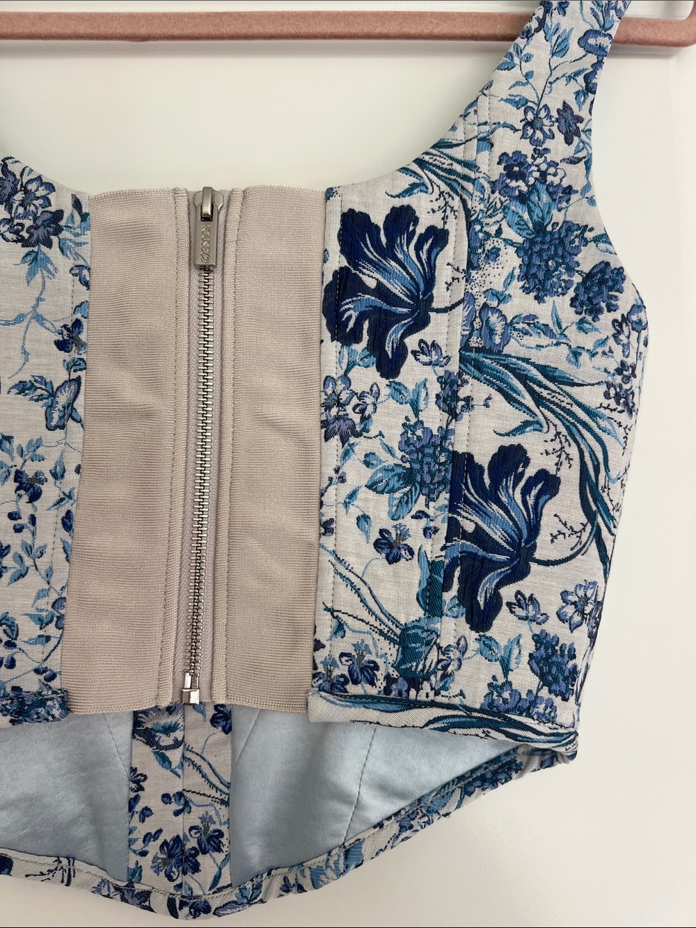 House of CB Blue Floral Embroidered Corset Top Small Plus Cup - Picture 4 of 12